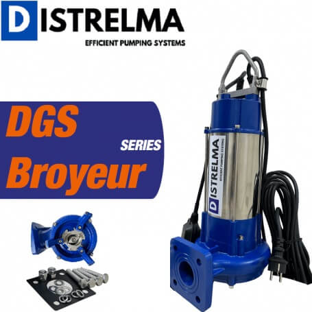 Pompe vide cave avec broyeur relevage eaux usees submersible puissante flotteur integre, inox DGS DISTRELMA, prix maroc