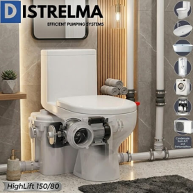 Broyeur sanitaire silencieux pour relevage eaux usées WC, douche, évier et salle de bains HighLift DISTRELMA