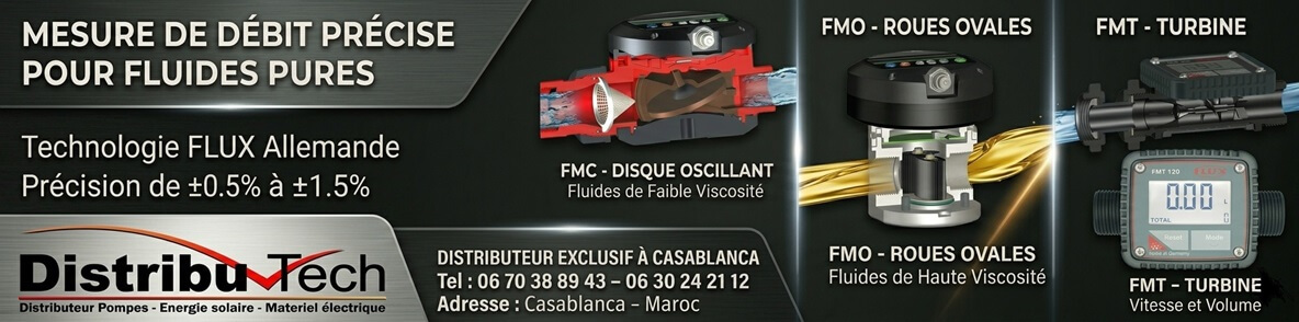 Débitmètres FLUX FMC, FMO, FMT Maroc – Fluides purs & visqueux