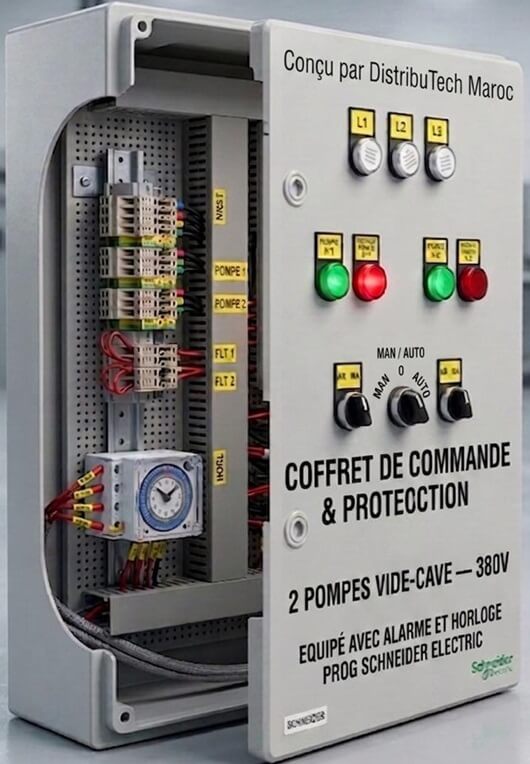 coffret de commande protection pompe vide cave immergee avec flotteur prix casablanca